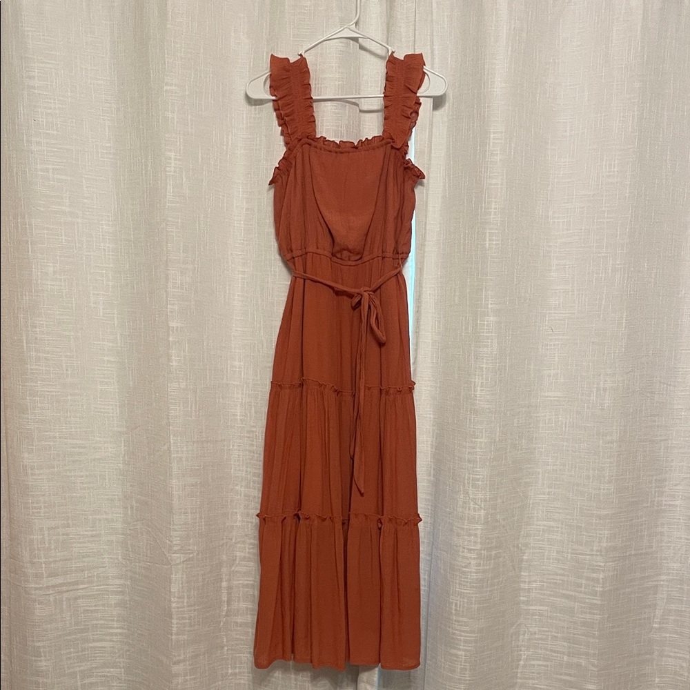 Luxology Terracotta Ruffled Maxi Dress